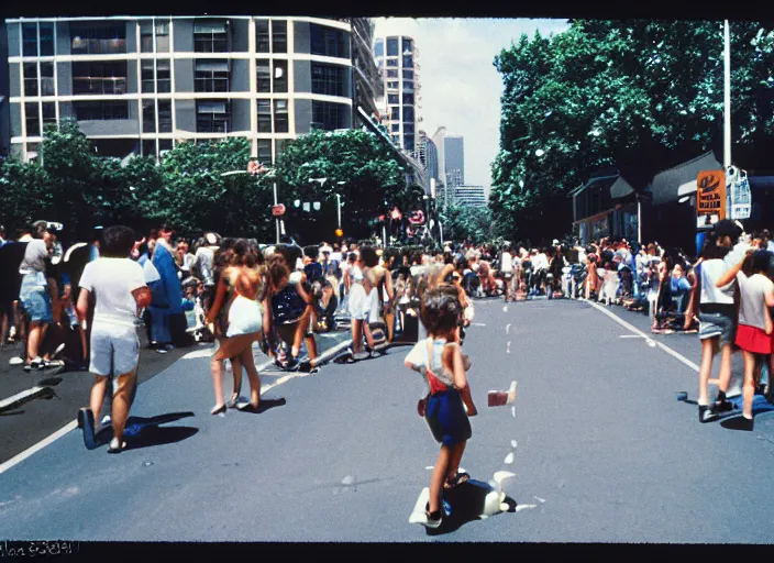 Image similar to A disposable camera picture of the street, Kodak Fling 200, 1983