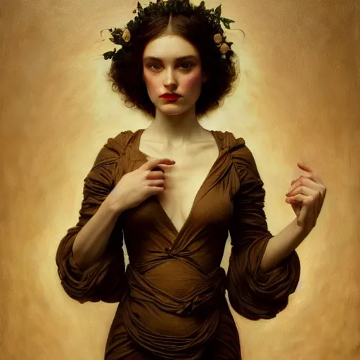 Image similar to highly detailed oil painting | very intricate | cinematic lighting | award - winning | avocado dress design | by roberto ferri, by tom bagshaw, by j. c. leyendecker and klimt, american romanticism, by austin osman spare, artstation, cgsociety, official art, octane