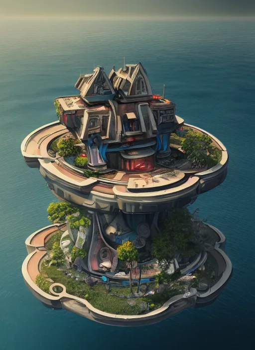 solarpunk city overgrowth in the style of Filip Hodas