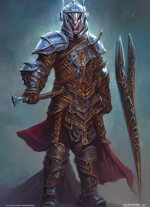 Image similar to paladin wearing helmet detailed, ultra detailed fantasy, dndbeyond, bright, colourful, realistic, dnd character portrait, full body, pathfinder, pinterest, art by ralph horsley, dnd, rpg, lotr game design fanart by concept art, behance hd, artstation, deviantart, hdr render in unreal engine 5