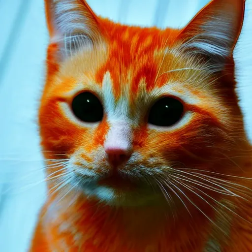 Image similar to left eye blinking orange cat, beautiful, realistic,