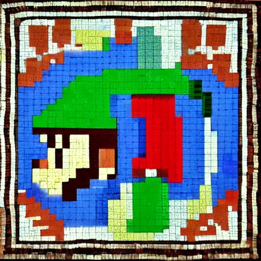 Prompt: a roman mosaic of super mario bros 2