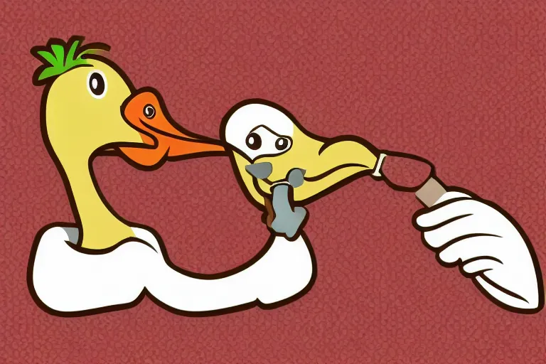 Image similar to a vector illustration of a duck smoking a cigar, highly detailed, elegant, intricate