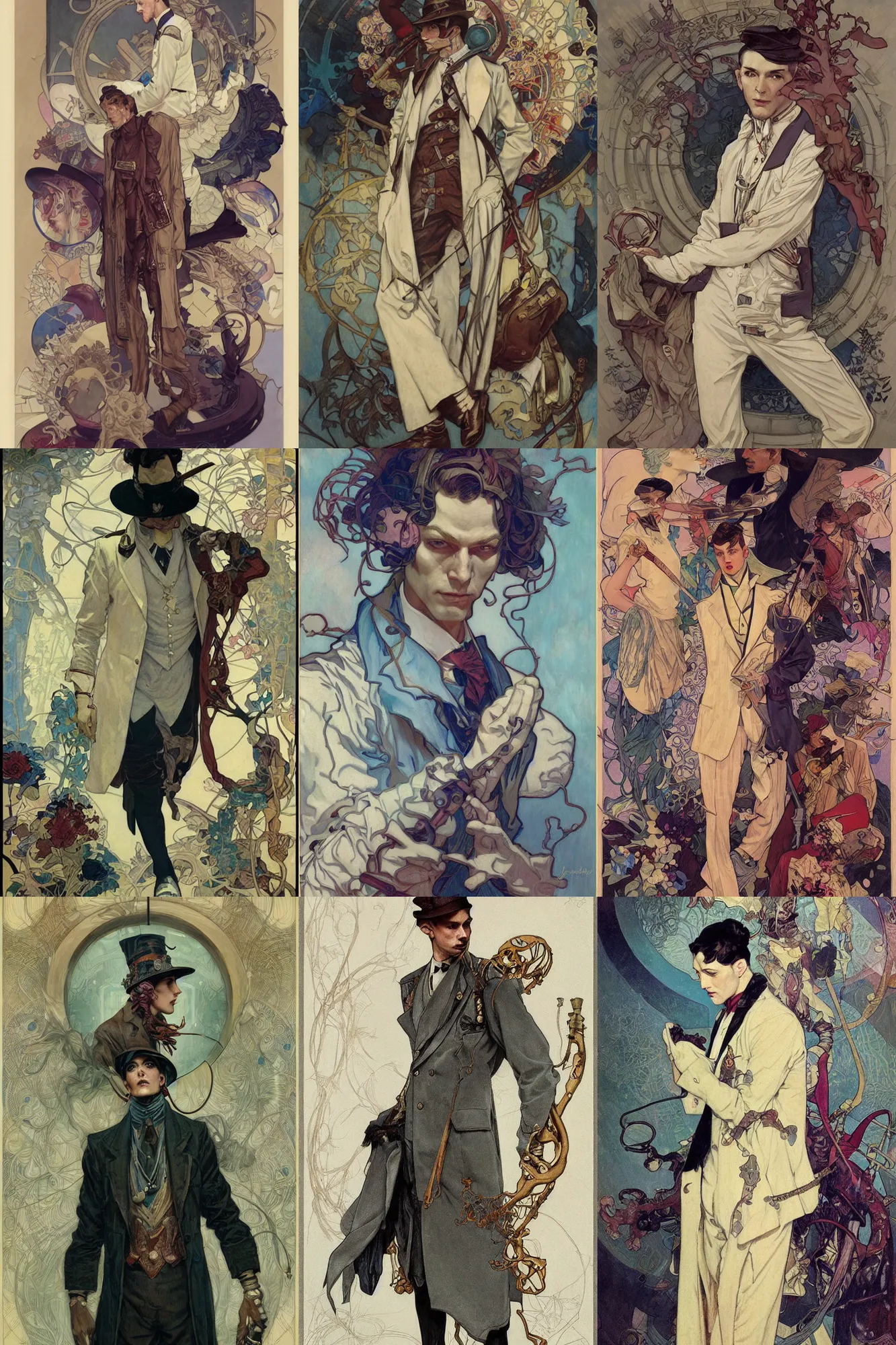 Prompt: male physician, 1 9 2 0 s fashion, fantasy, art by joseph leyendecker, peter mohrbacher, ruan jia, ayami kojima, cedric peyravernay, alphonse mucha, victo ngai