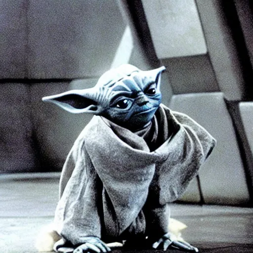 Image similar to a still a yoda jar - jar binks chimera in the film star wars the empire strikes back