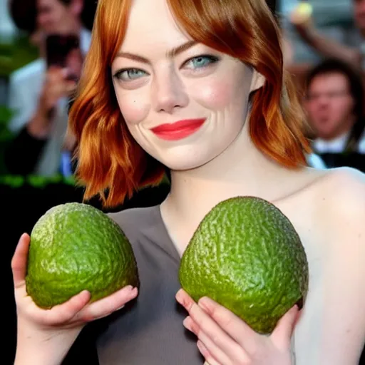 Image similar to emma stone as avocado