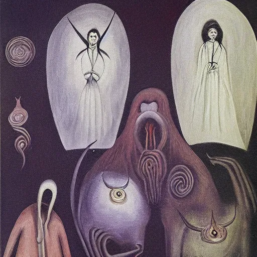 Prompt: spirals of insanity by leonora carrington