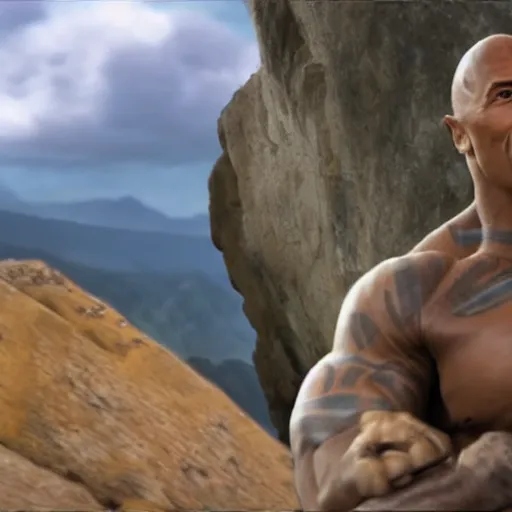 Prompt: Dwayne Johnson is The Boulder!, Avatar: The Last Airbender!, cinematic shot