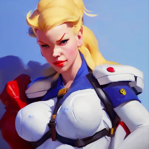 Prompt: Greg Manchess portrait painting of Cammy White as Overwatch character,, wacky, medium shot, asymmetrical, profile picture, Organic Painting, sunny day, Matte Painting, bold shapes, hard edges, street art, trending on artstation, by Huang Guangjian and Gil Elvgren and Sachin Teng