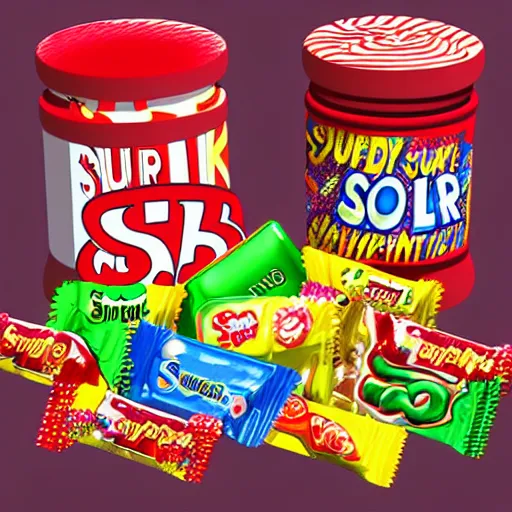 Image similar to 8 k 3 d model rendering of super sale candy package, high textured, conceptual, intricate detailed painting, illustration sharp detail, manga 1 9 9 0