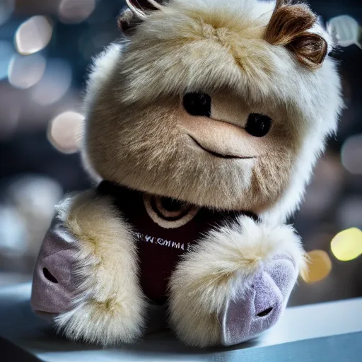 Image similar to dwayne johnson fluffy plush, Photography, Bokeh, F/22, 4k, Super-Resolution