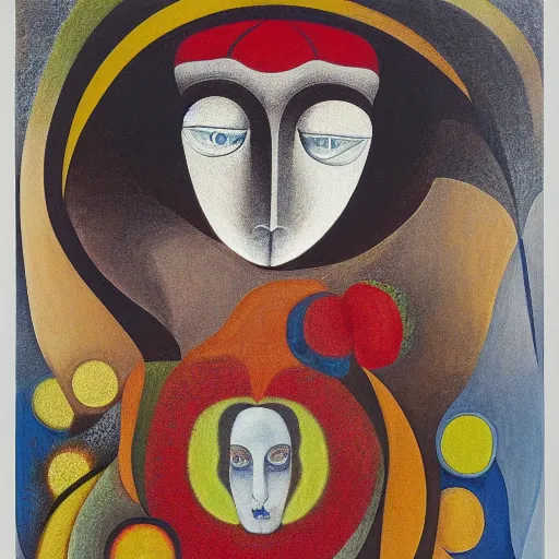 Image similar to floral face portrait by leonetto cappiello and wojciech siudmak and ernst fuchs, anni albers, oil on canvas