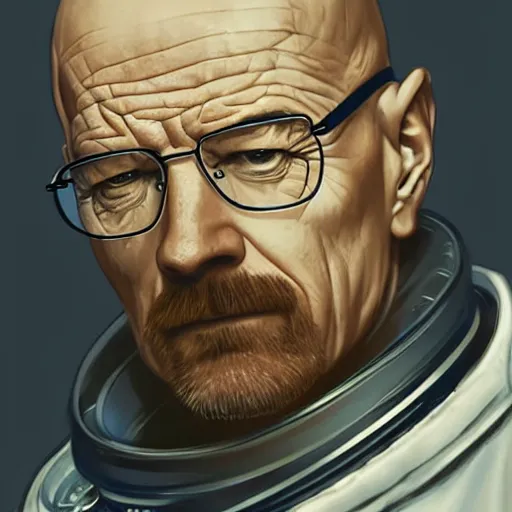 Prompt: walter white in a astronaut suit, intricate, highly detailed, digital painting, artstation, concept art, smooth, sharp focus, illustration, unreal engine 5, 8 k, art by artgerm and greg rutkowski and alphonse mucha