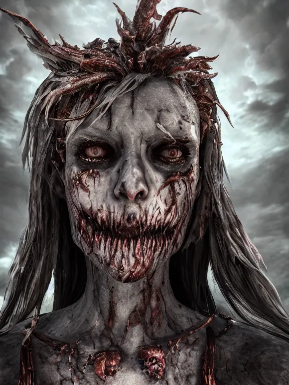 Image similar to portrait art of 8k ultra realistic undead wraith, ornate angel portrait , detailed face features, biotech, full of colour, cinematic lighting, 8k, hyperrealistic, focused, extreme details,unreal engine 5, cinematic, masterpiece