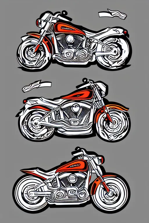 Image similar to Harley Davidson motorbike , sticker, colorful, illustration, highly detailed, simple, smooth and clean vector curves, no jagged lines, vector art, smooth