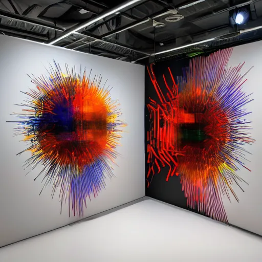 Prompt: data - driven art, three - dimensional, generative shapes, multi - coloured inspired by refik anadol