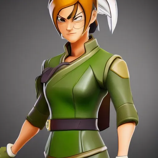 Image similar to toph beifong in fortnite, character render, full body shot, highly detailed, in game render