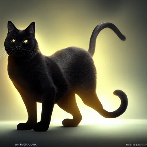 Image similar to magic black energy cat, golden hour, fantasy, sharp focus, digital art, hyper realistic, 4 k, unreal engine, highly detailed, hd, dramatic lighting by brom, trending on artstation