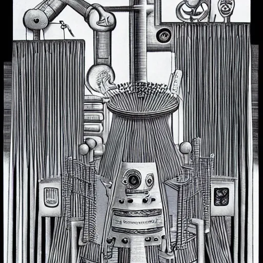 Image similar to anthropomorphic factory machine by boris artzybasheff and dr. seuss