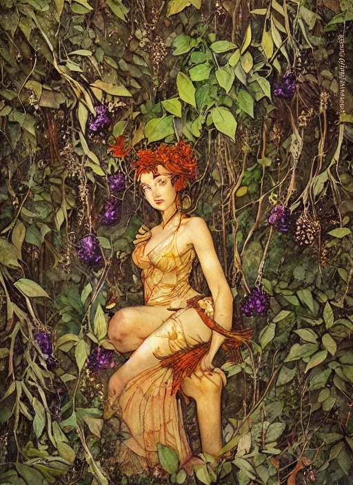 Image similar to lush elderberry forest fairy foliage painting carved in amber by chiara bautista and norman rockwell and greg rutkowski weta studio