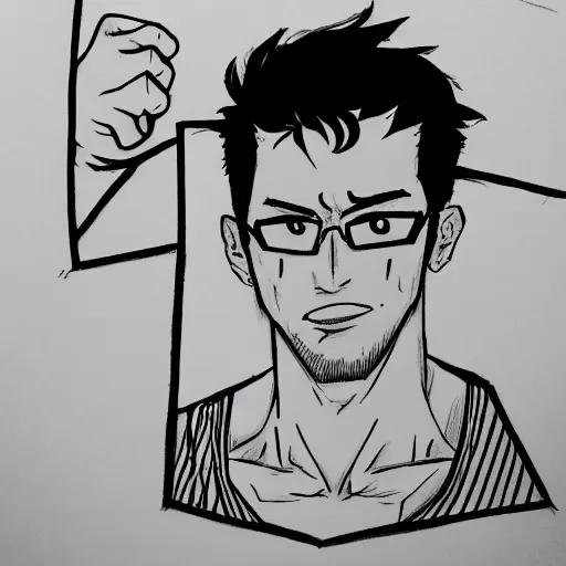 Image similar to markiplier drawn in the style of jojo's bizarre adventure