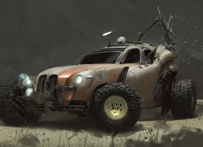 Image similar to a beautiful concept design of an old car converted into offroad sport. car design by cory loftis, fenghua zhong, ryohei hase, ismail inceoglu and ruan jia, henrik fisker and bruce kaiser and scott robertson and dmitry mazurkevich and doruk erdem and jon sibal, volumetric light.