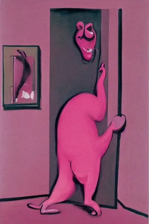Image similar to The pink panther by Francis Bacon