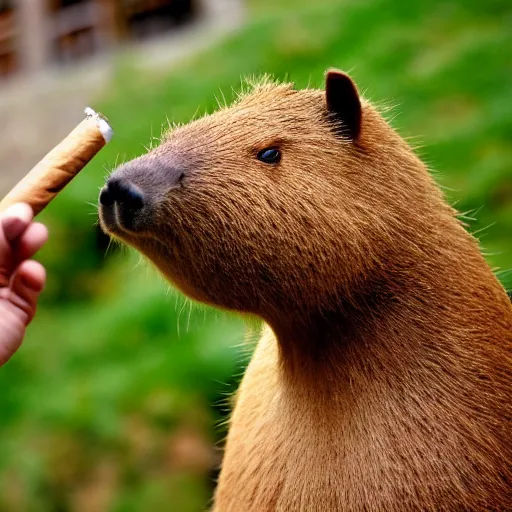 Prompt: capybara smoking a cigar