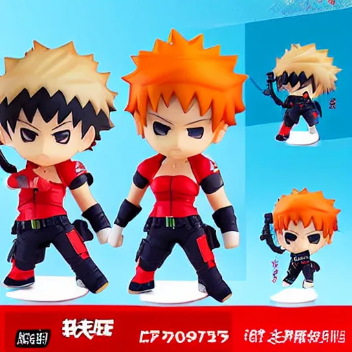 Image similar to high quality portrait flat matte painting of cute Bakugou Katsuki in the style of nendoroid and manga My Hero Academia , flat anime style, thick painting, medium close-up