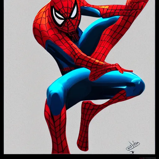Image similar to concept art of spider man, vector art, by cristiano siqueira, brush hard, highly detailed, artstation, high quality