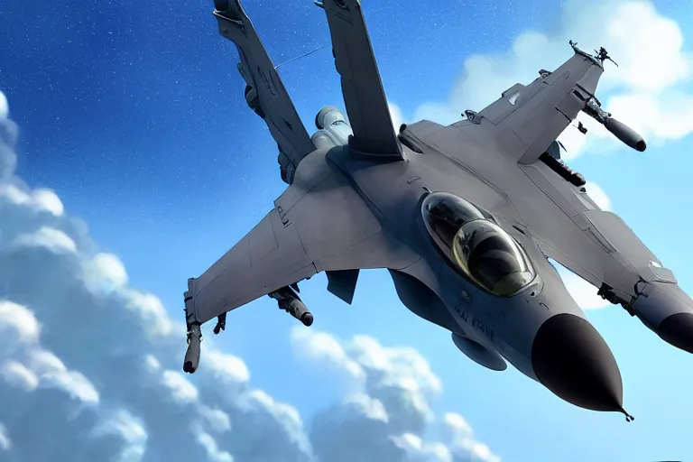 Prompt: a wholesome animation key shot of!! one!! focused!! f - 1 6!!!, shiny deep silver, in clear skies, wide shot, studio ghibli, pixar and disney animation, sharp, very detailed, high resolution, rendered in unreal engine 5, anime key art by greg rutkowski, bloom, dramatic lighting