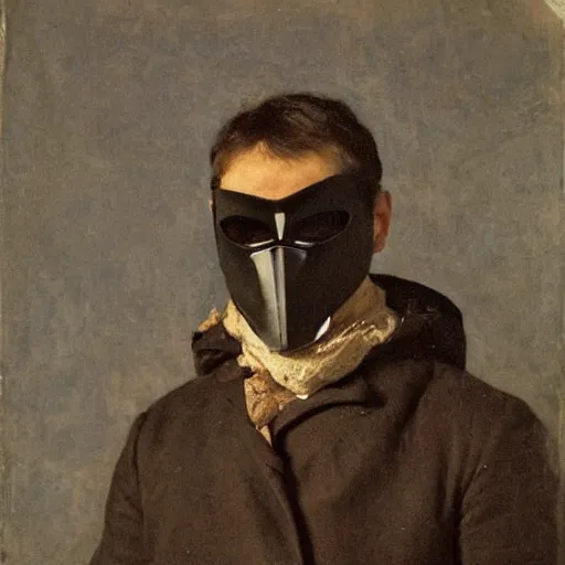 Image similar to portrait of a masked vigilante by alfred stevens