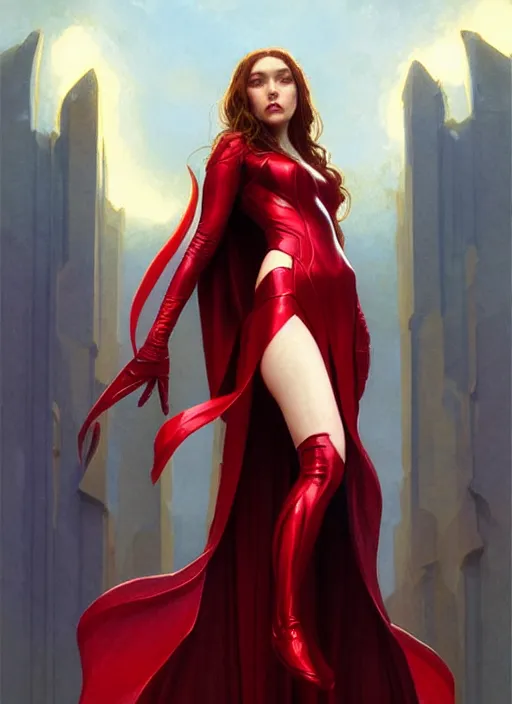 Prompt: Scarlet Witch as Lucifer morningstar, slight smile, highly detailed, digital painting, artstation, concept art, sharp focus, illustration, art by wlop and J. C. Leyendecker and Edmund Bliar Leighton and Charlie Bowater