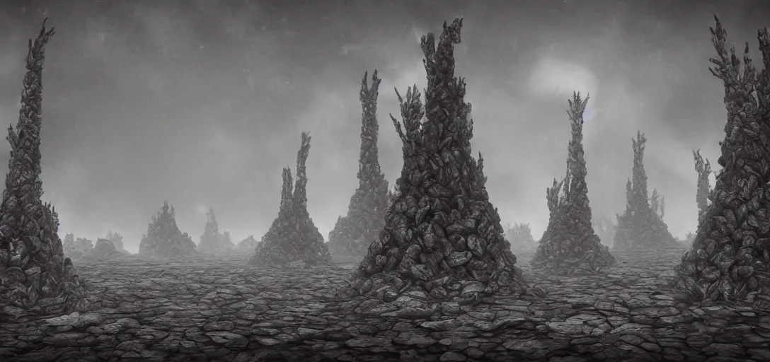 Image similar to charcoal reefs of the soul cairn, in the style of alex konstad, alejandro mirabal, dramatic, tragic, intricate, detailed, beautiful, 8 k resolution