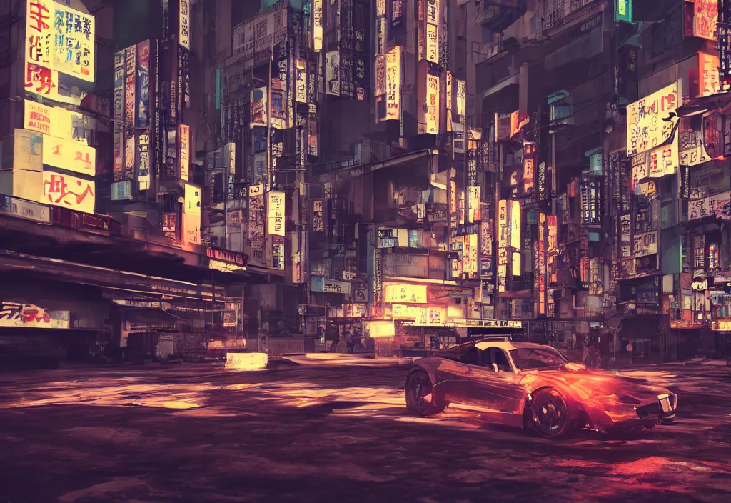 Prompt: tokyo streets cyberpunk style max payne blood trending on artstation cinematic realistic buildings windows cars peoples detailed golden ratio awesome composition color balance harmony physical correct light shadows octnae render 8 k