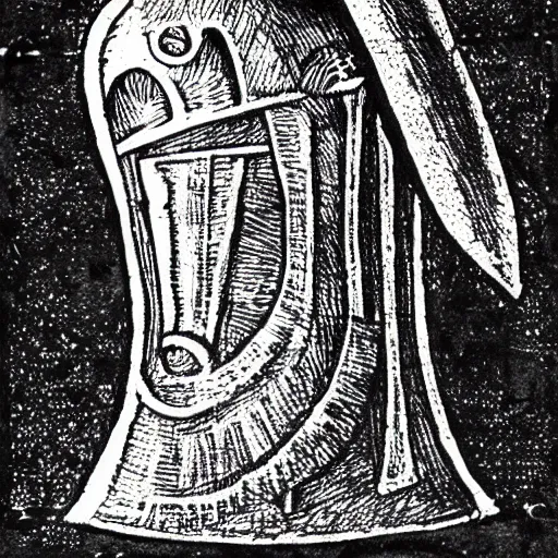 Image similar to tuba knight, medieval drawing