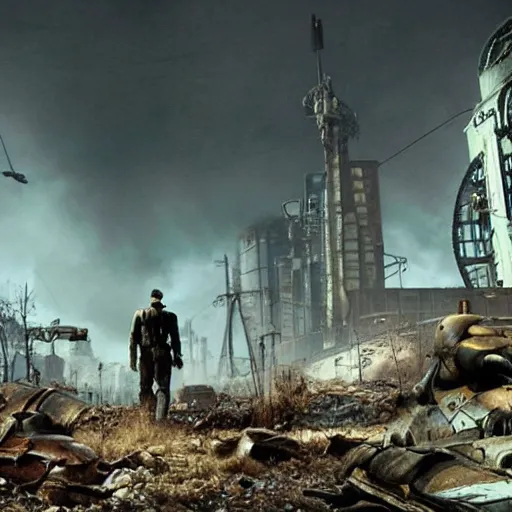 Prompt: still film from the movie fallout 4 : the movie by james cameron