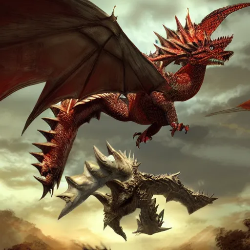 Prompt: rathalos attacking from the sky, flight, elegant, highly detailed, hunters, digital painting, monster hunter, unreal engine