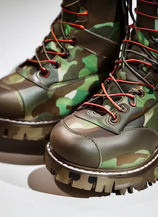 Image similar to hyperrealistic and heavy detailed product photo bape avant garde boots of movie the fifth element, in front of white back drop, whole shoe is in picture, leica sl 2 5 0 mm, vivid color, high quality, high textured, real life