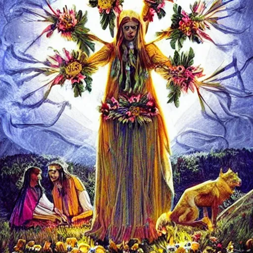 Prompt: midsommar art noveau, very cool! wow! beautiful! scary!