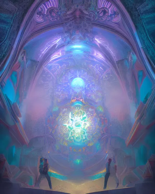 Image similar to speech, volumetric lighting, digital artwork, trending on artstation, beautiful artwork, ornate, rococo, psychedelic colorization, influenced by tokio aoyama, influenced by mario martinez