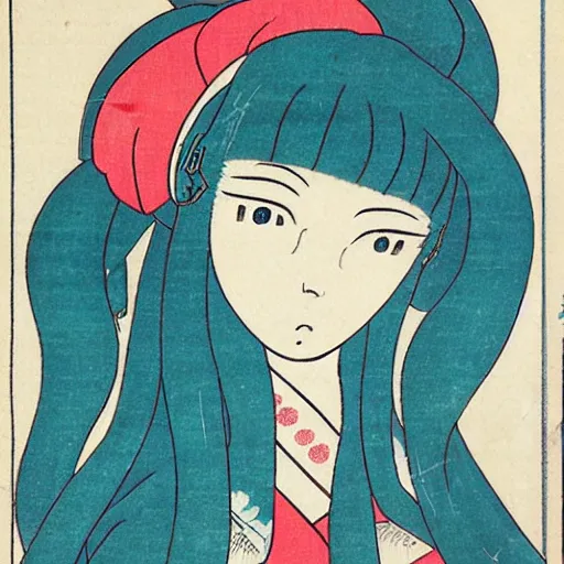 Image similar to hatsune miku ukiyo - e