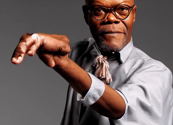 Image similar to Samuel L. Jackson as a ballerina, dancing elegantly