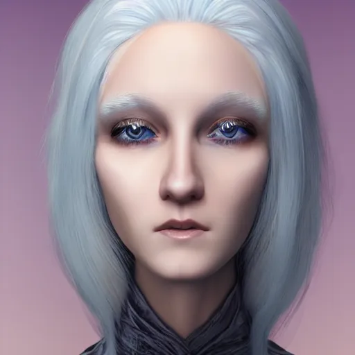 Image similar to a woman with white hair and blue eyes, a character portrait by Brian and Wendy Froud, trending on cg society, fantasy art, zbrush, airbrush art, digital painting