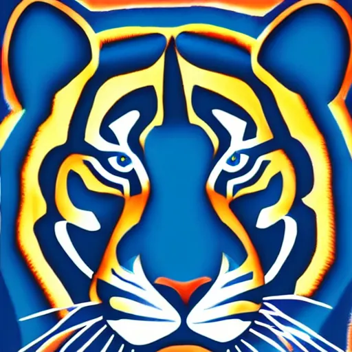 Image similar to the outline of the face of an electric blue tiger, black background