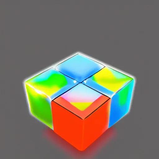 Image similar to glowing magic cube. hyper real, trending on artstation