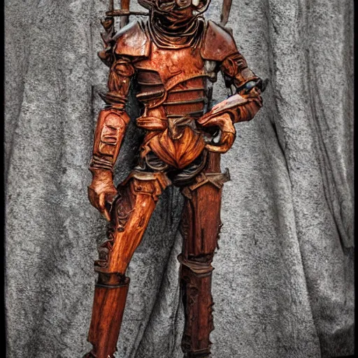 Image similar to D&D, old rusty warforged gardener, dramatic beautiful lighting, 8k photgraphy, codachrome,