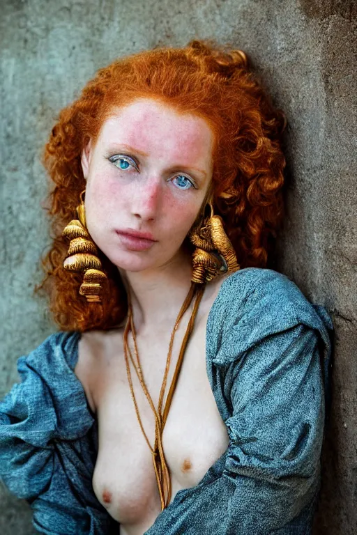 Image similar to Beautiful 19th Century Barbary Coast pirate female model with amazing Ginger hair and Golden hooped earrings photography by Steve McCurry