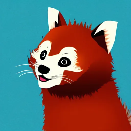 Prompt: cartoon illustration of a red panda portrait, white background, anime