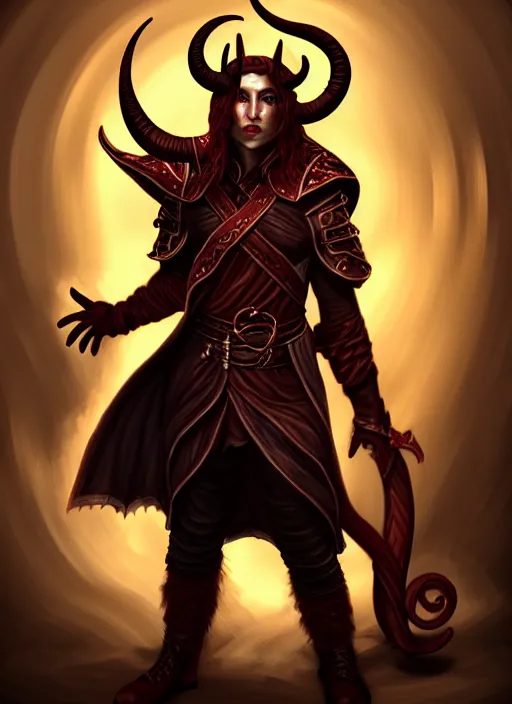 Image similar to tiefling bard, full body, hyper realistic, extremely detailed, dnd character art portrait, dark fantasy art, intricate fantasy painting, dramatic lighting, vivid colors, deviantart, artstation.